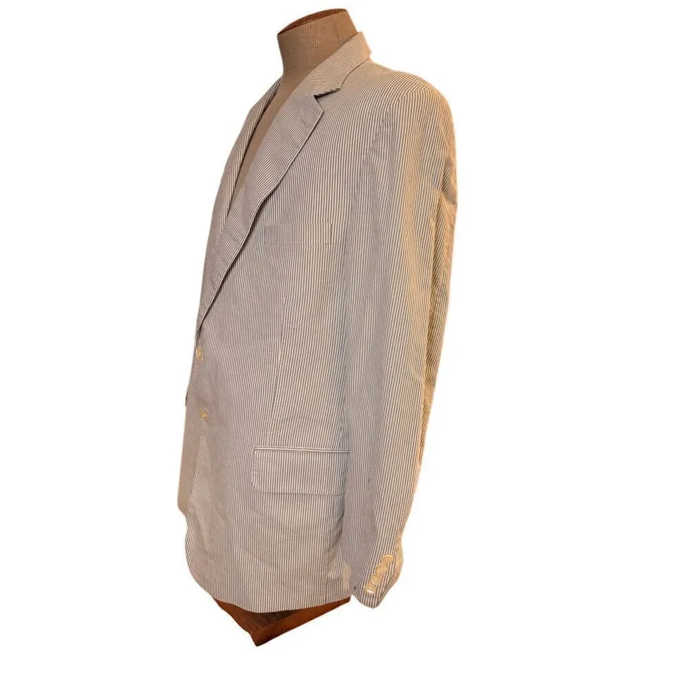 Corbin Men’s Sport Coat Blazer Blue White Seersucker - Picture 6 of 11